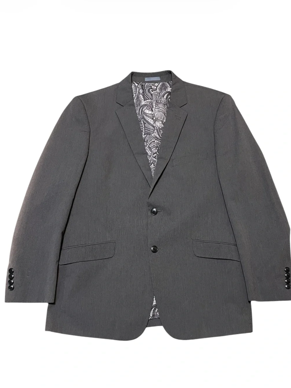 Men's Madison Blazer Gray 42R Cotton Paisely Lining Micro-Herringbone